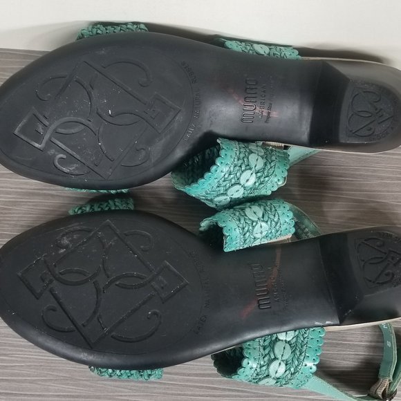 Munro Murocco Ankle Strap Sandal, Turquoise Blue Woven Leather, Womens Size 8 M - Picture 11 of 14